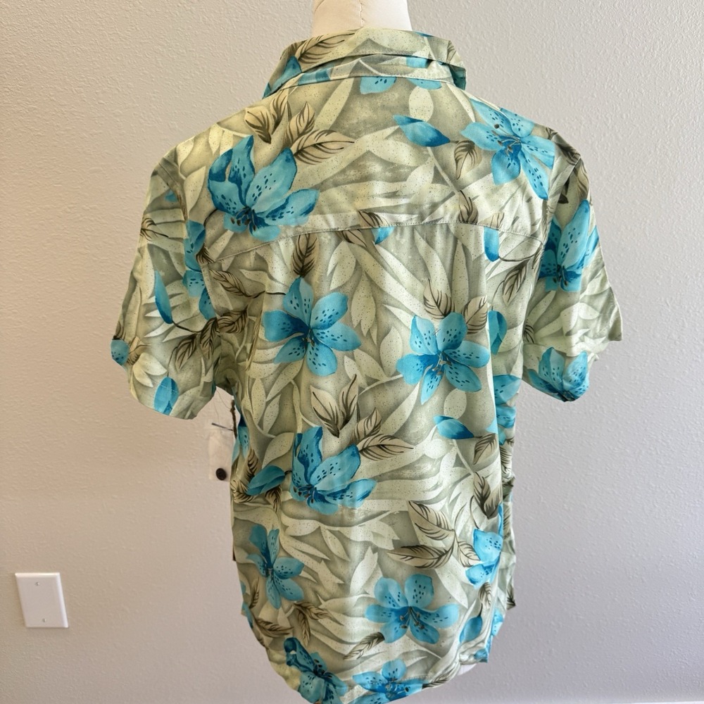 Caribbean Joe Womens Sz L Hawaiian Shirt Floral Tropical Button Front Vtg New - Picture 4 of 8